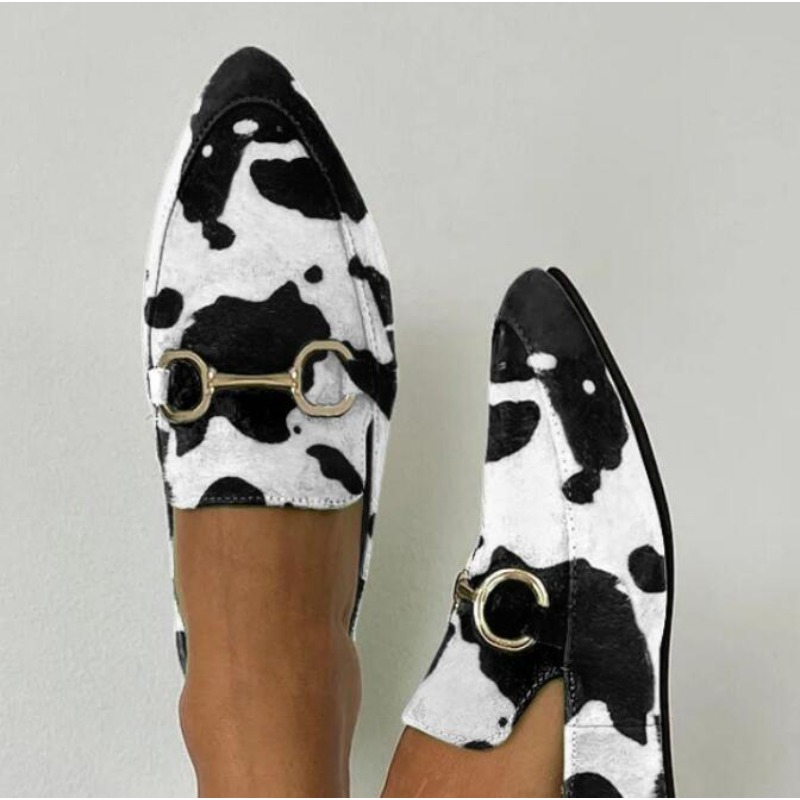 Leather Work Flats - Loafers Women Suede Pointed Toe Vintage