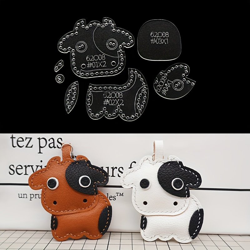 Leatherwork Kit - 7pcs/set Cute Cartoon Cow Acrylic Template