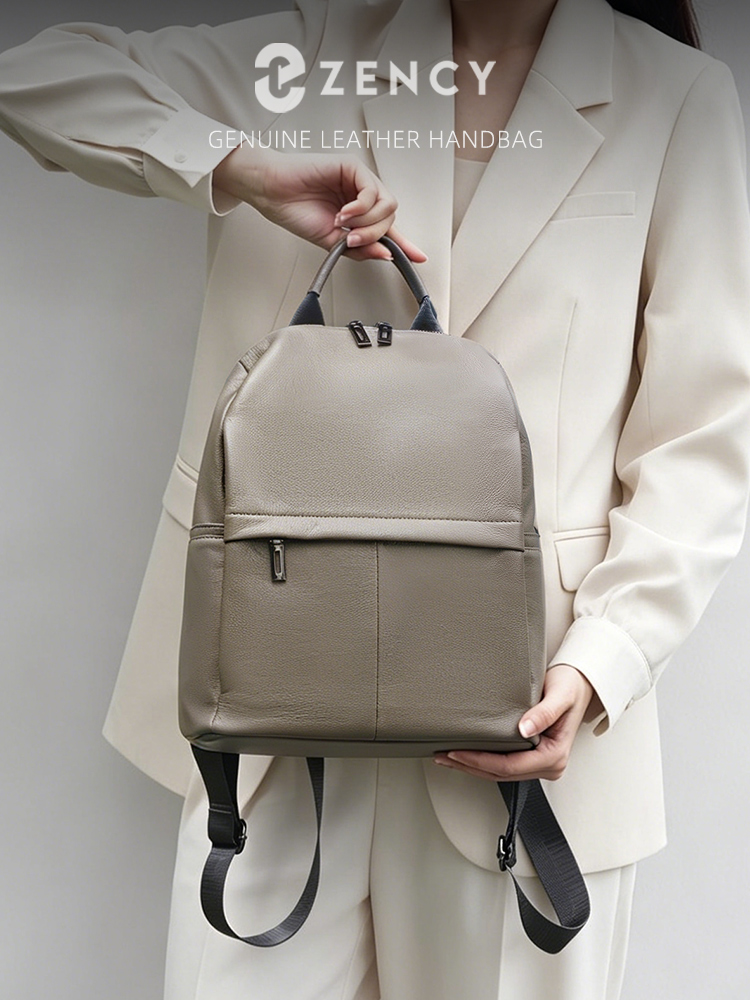 Leather Work Rucksack - Zency Stylish Genuine Leather Small Backpack
