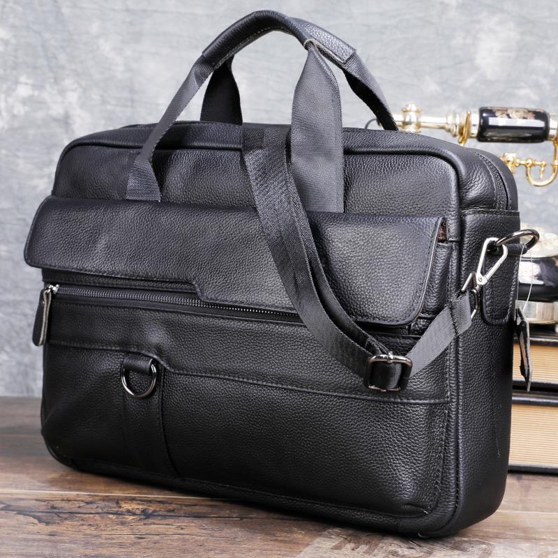 Leather Work Handbag - Large Men's Genuine Leather Handbag for
