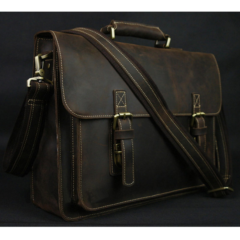 Leather Work Folder - Vintage Crazy Horse Genuine Leather Men
