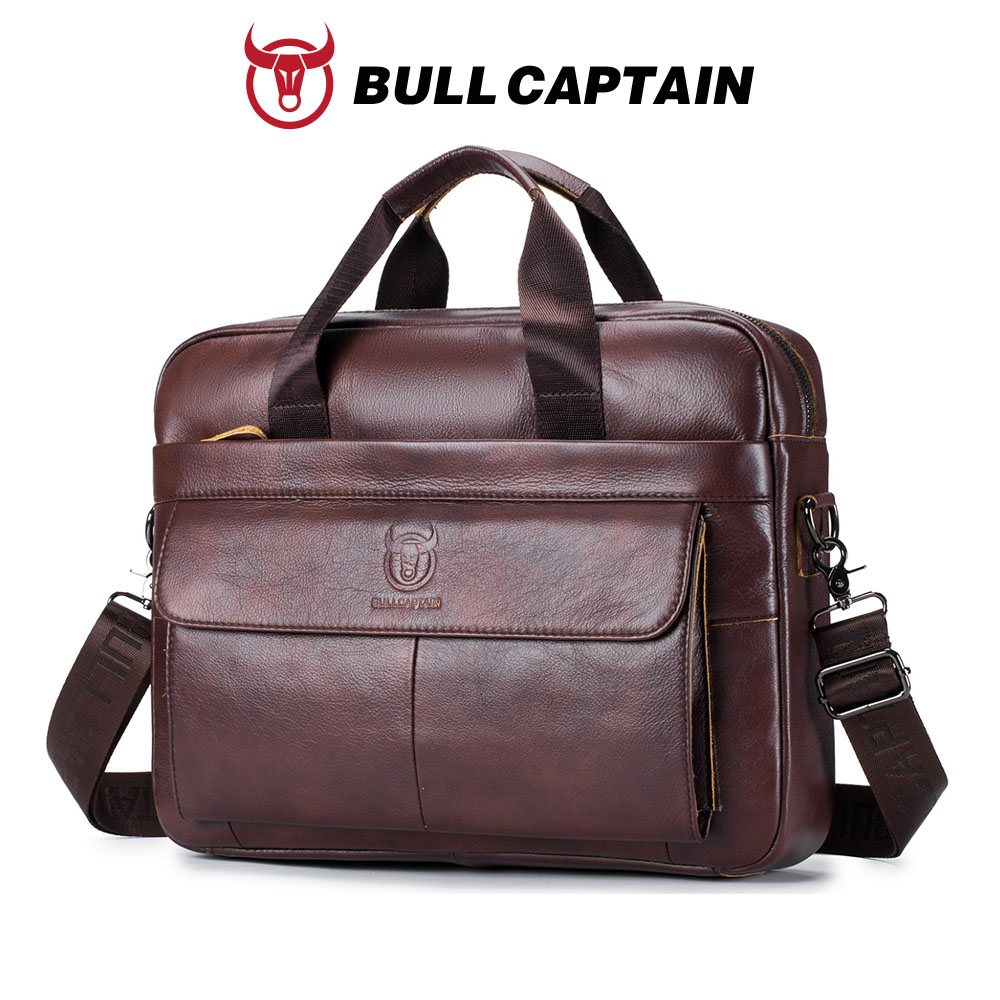 Leather Work Folder - BULLCAPTAIN Men's Bag Genuine Leather Men