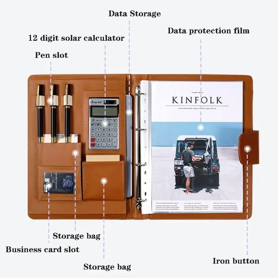 A4Pu leather briefcase equippe - Leather Work Folder review and price