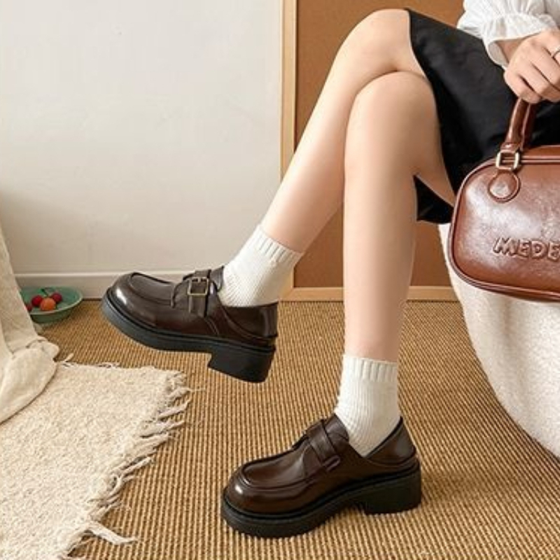Brown British Style Leather Sh - Leather Work Flats review and price