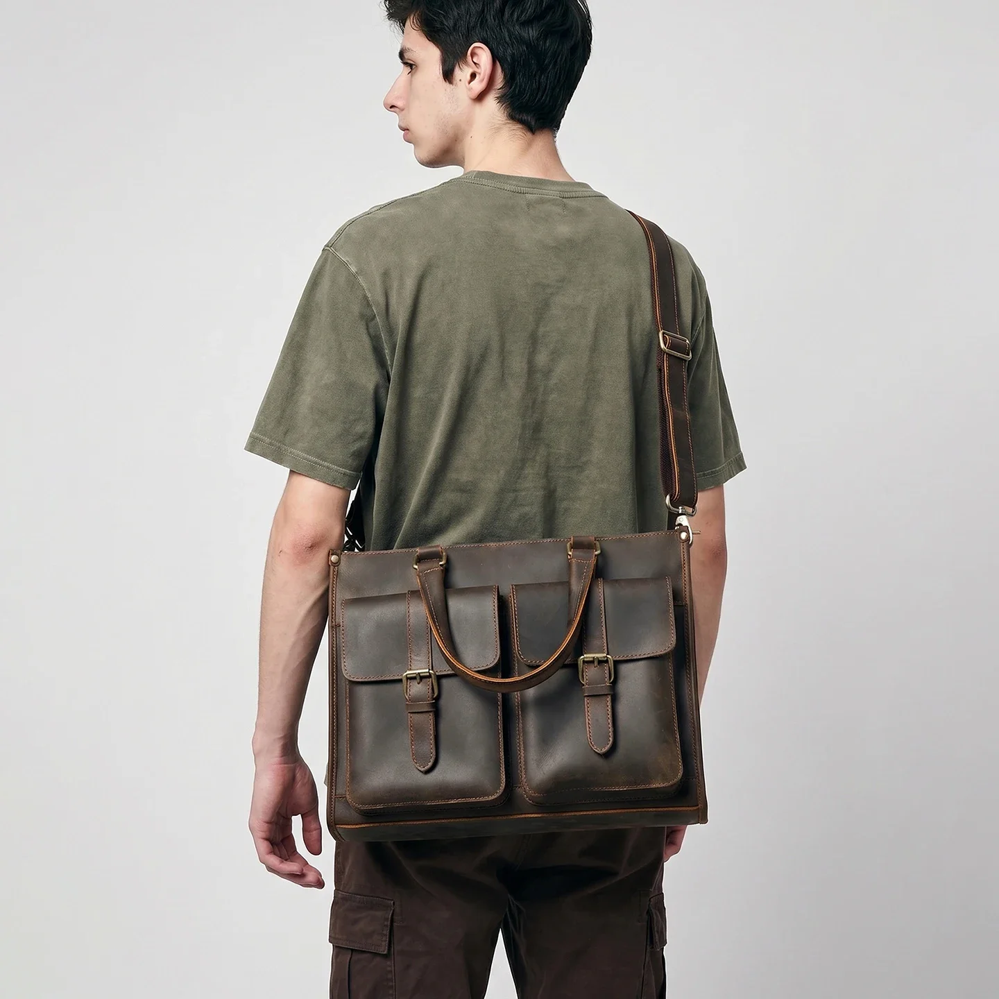 Vintage Genuine Leather Men Cr - Leather Work Handbags review and price
