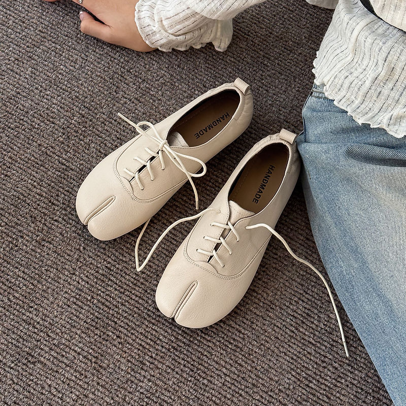 Genuine Leather Sheepskin Tabi - Leather Work Flats review and price