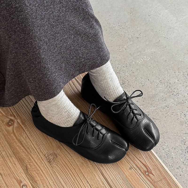 Genuine Leather Sheepskin Tabi - Leather Work Flats review and price