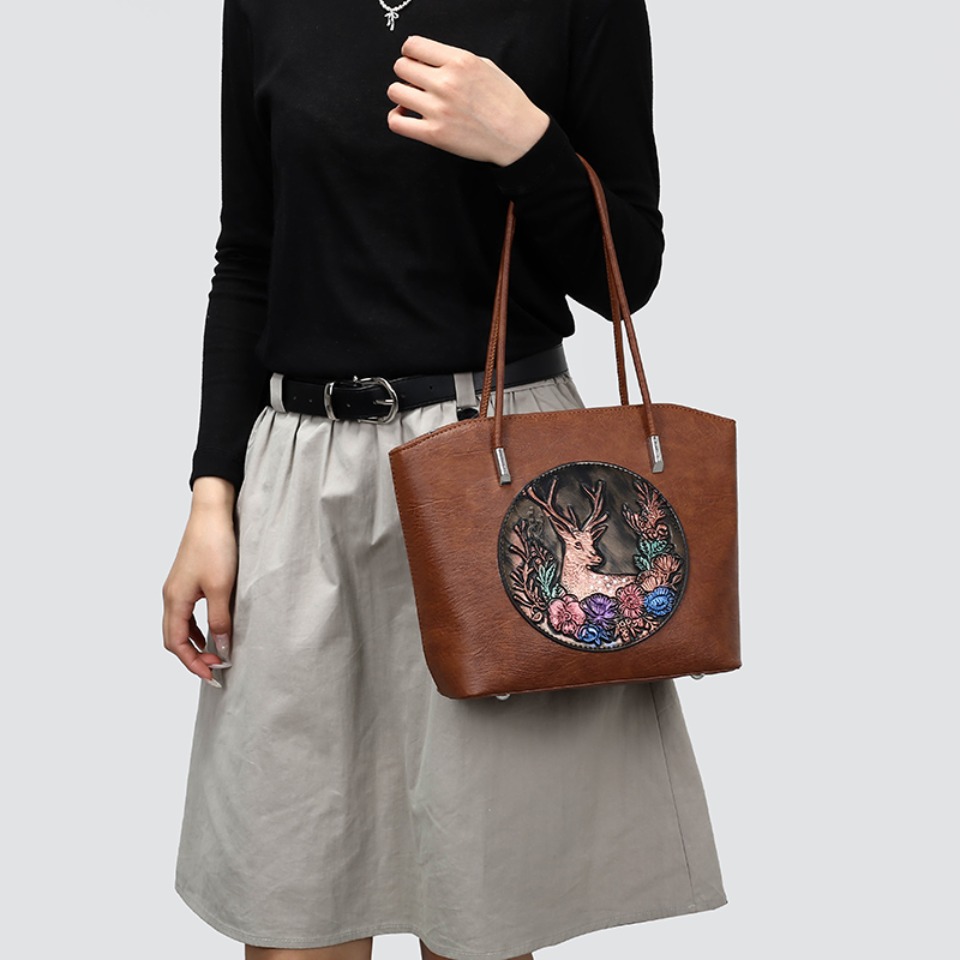 Women Vintage Embossed Deer Fl - Leatherwork Workshop review and price