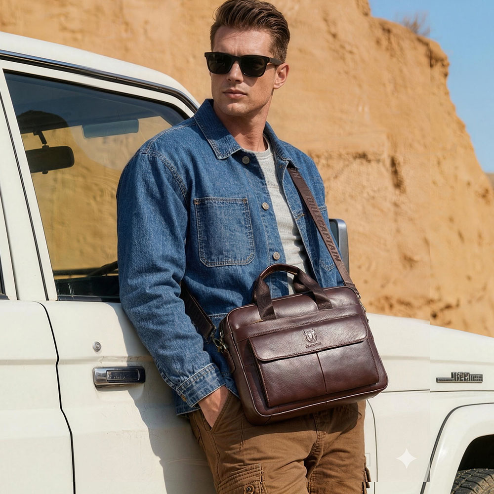BULLCAPTAIN Men's Bag Genuine  - Leather Work Folder review and price