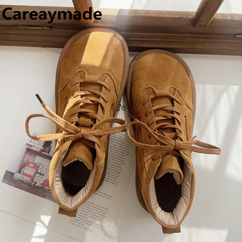 Careaymade-Genuine leather wid - Leather Work Flats review and price