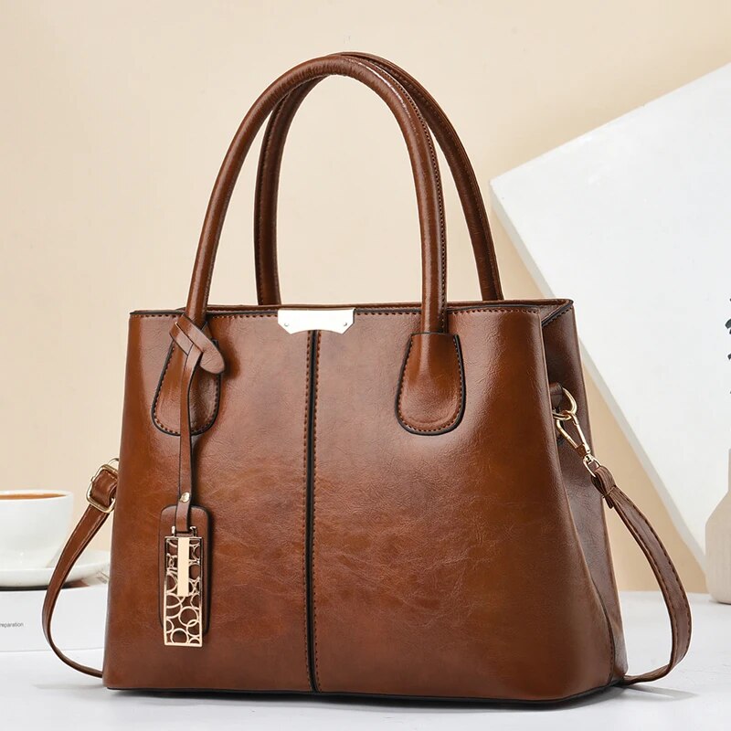 Retro Solid Color Handbags For - Leather Work Handbag review and price
