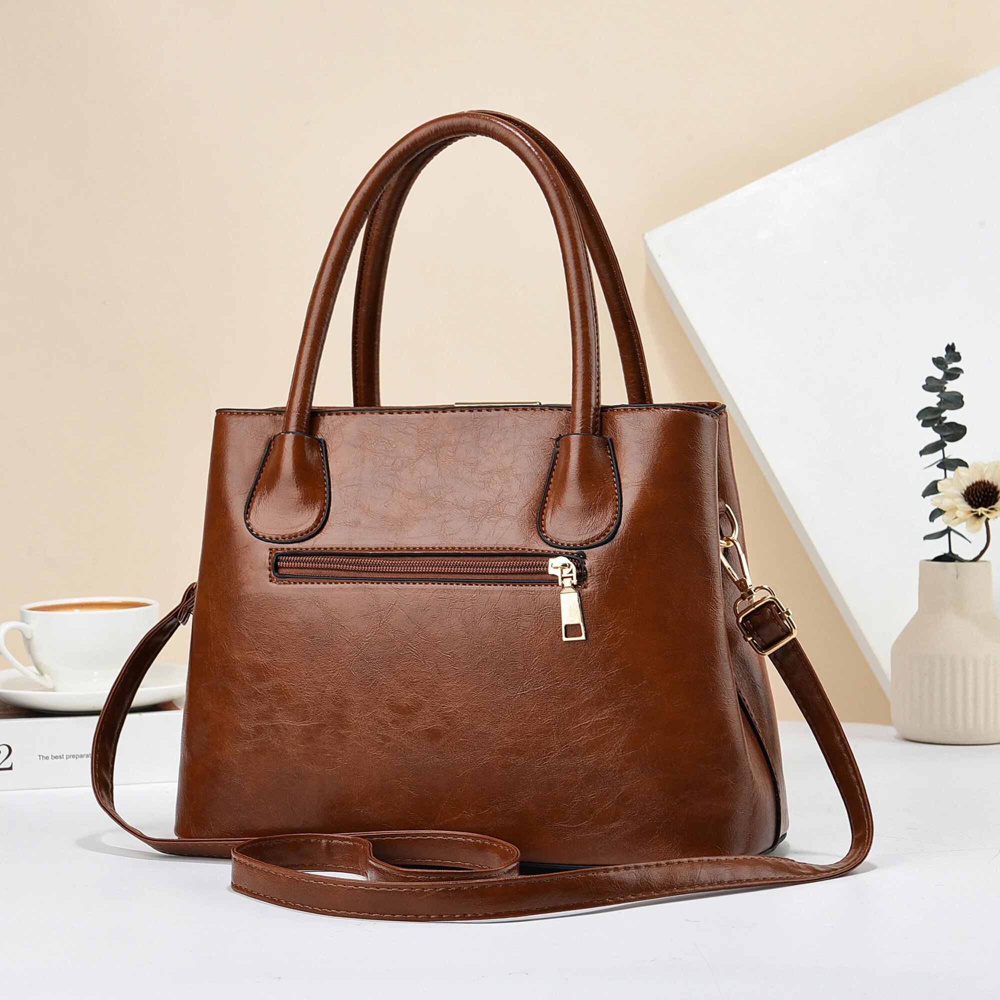 Retro Solid Color Handbags For - Leather Work Handbag review and price