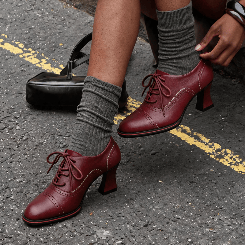 Women’s Faux Leather Brogue Ox - Leather Work Flats review and price