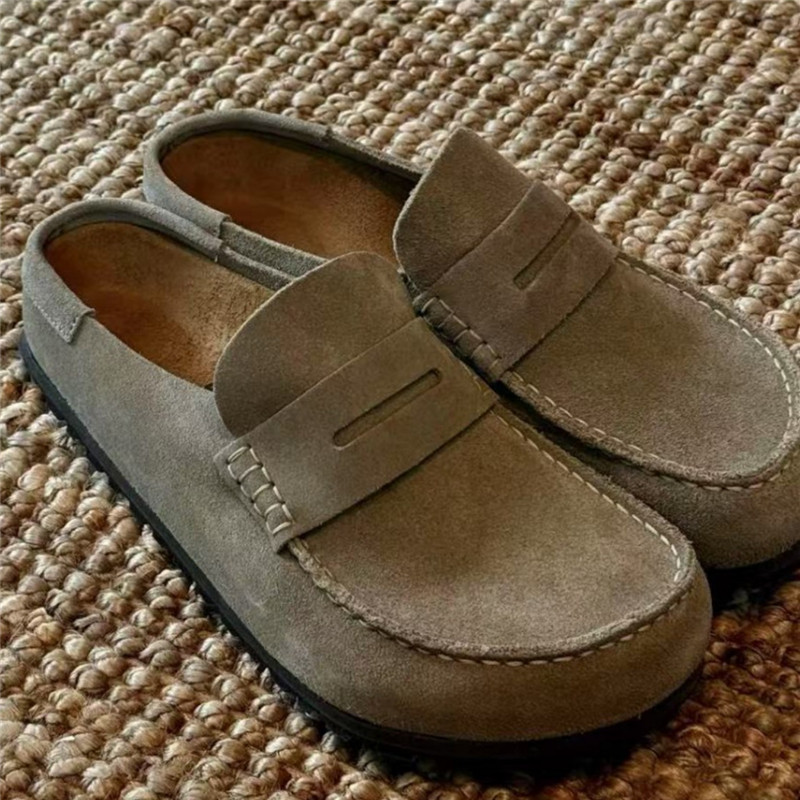 Women Leather Slip-On Round To - Leather Work Flats review and price