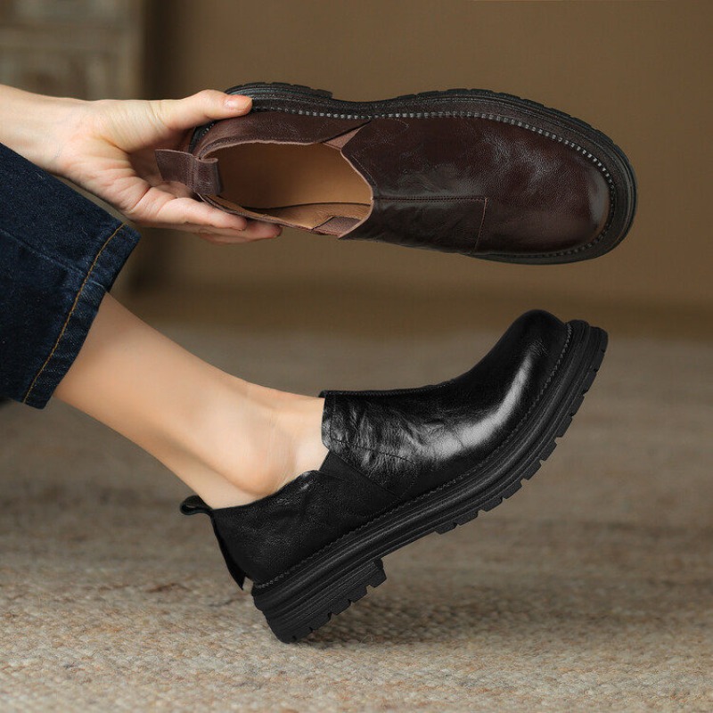 British Style Round Toe Genuin - Leather Work Flats review and price