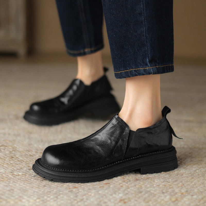 British Style Round Toe Genuin - Leather Work Flats review and price