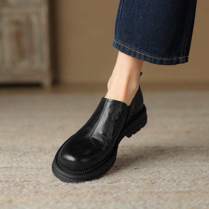 British Style Round Toe Genuin - Leather Work Flats review and price